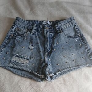 Women's Rue21 Light Blue Studded Jean Shorts